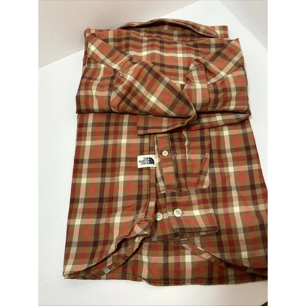 North Face Shirt Mens Large Long Sleeve Button Front Plaid Pocket‎ Outdoors C1